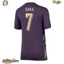 Camiseta Inglaterra Bukayo Saka #7 Visitante Equipación para mujer Eurocopa 2024 manga corta